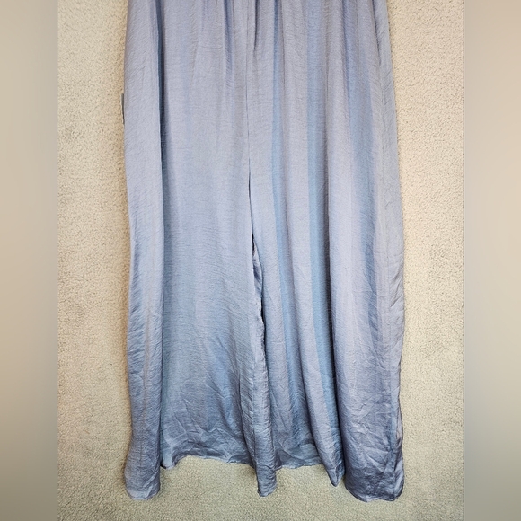 Lush Women Maxi Romper Sz S Lilac-Blue Satin Soft Lined Zip & Tie  Back Wide Leg - Picture 9 of 11